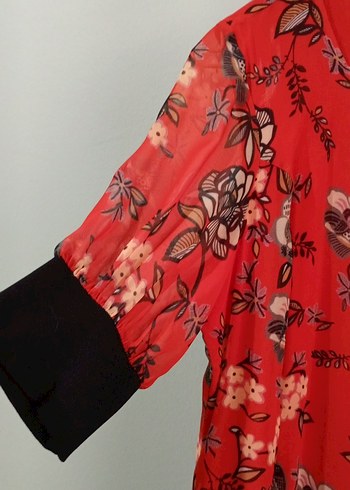 Kırmızı Baskılı Salaş Uzun Elbise - Görsel 2