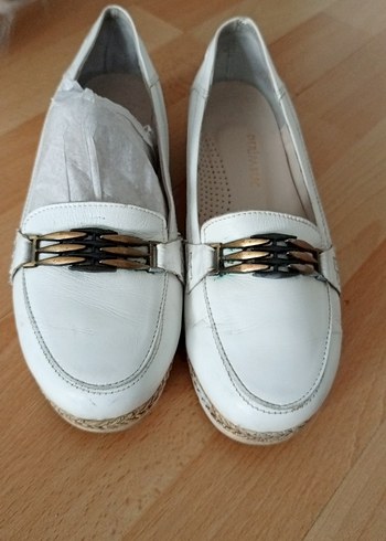 Beyaz Deri Kadın Dolgu Topuk Espadril - Görsel 3