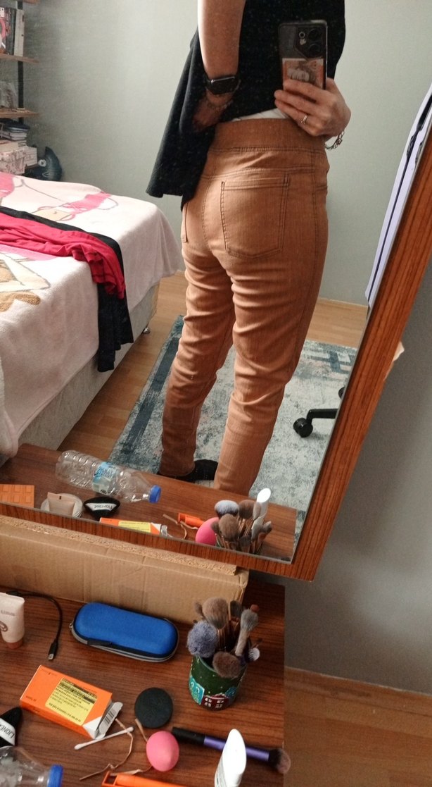 Kahverengi  Kadın Skinny Pantolon - Görsel 3