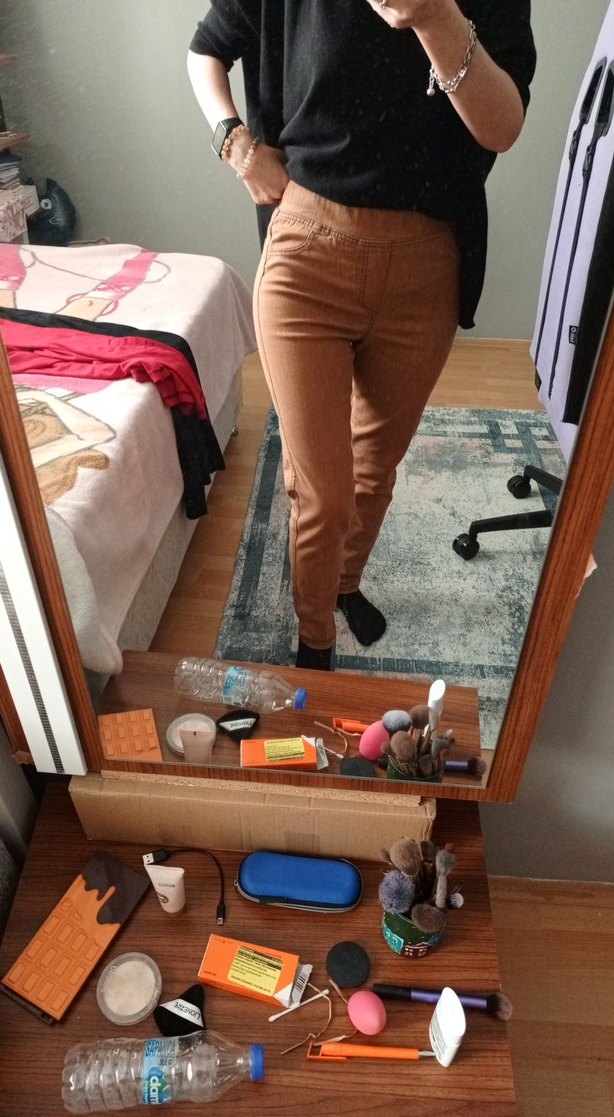 Kahverengi  Kadın Skinny Pantolon - Görsel 4