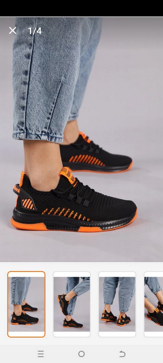 Turuncu Detaylı Siyah Bağcıklı Spor Ayakkabı - Görsel 5