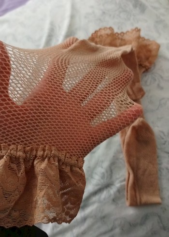 Bej file çorap - Görsel 3