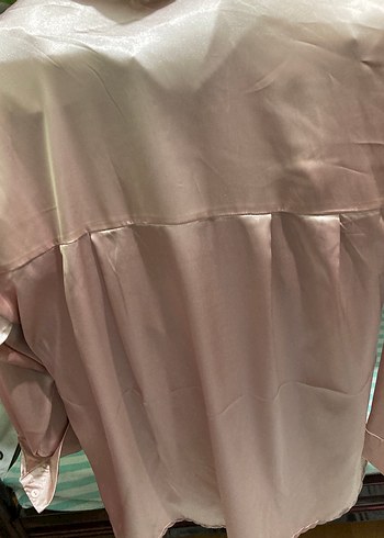 pembe Saten Kadın Gömlek hollylolly - Görsel 5