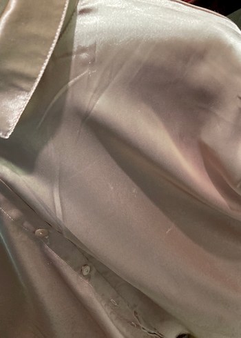 pembe Saten Kadın Gömlek hollylolly - Görsel 7