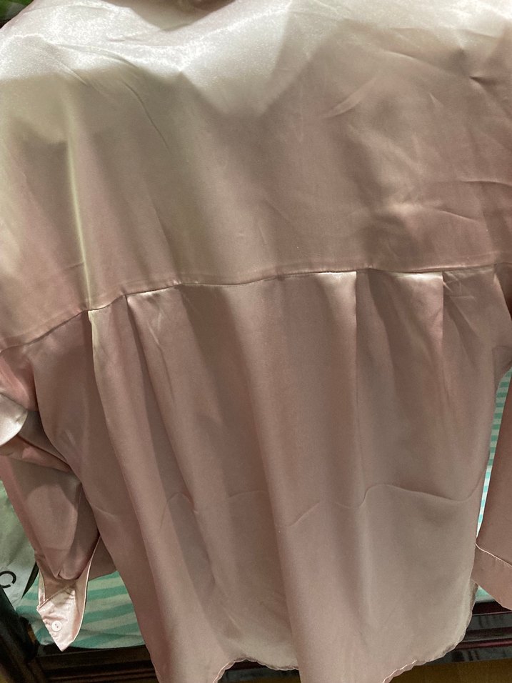 pembe Saten Kadın Gömlek hollylolly - Görsel 5