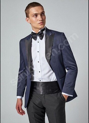 Ds Damat Slim Fit Lacivert Armürlü Smokin Takim Elbise