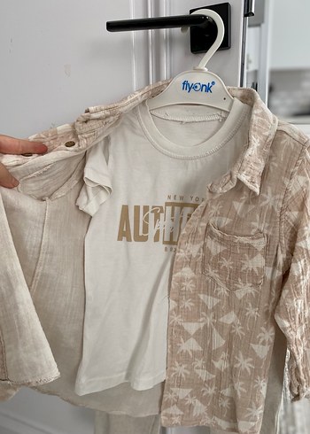 Erkek Çocuk Bej Uzun Kollu Keten Gömlek - Görsel 2