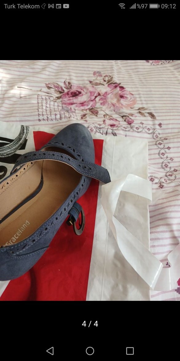 Mavi Süet Tokalı Topuklu Kadın Ayakkabı - Görsel 4