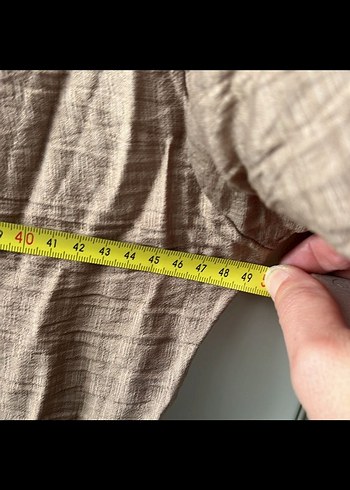 Bej Keten V Yaka Uzun Elbise - Görsel 9