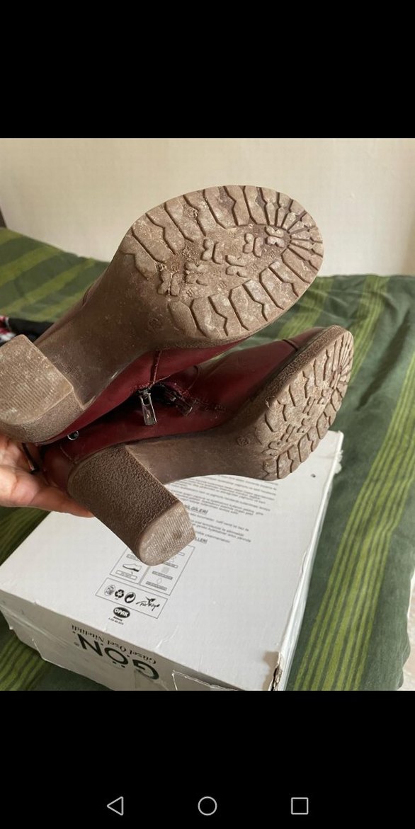 Bordo Deri Tokalı Kadın Topuklu Bot - Görsel 2