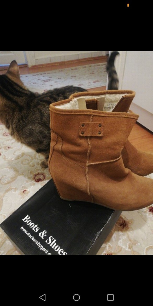 Kahverengi Süet Kürklü Dolgu Topuk Bot - Görsel 4