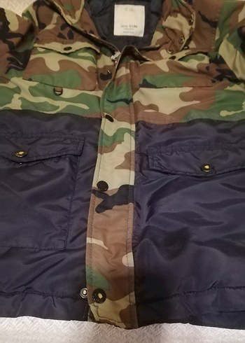 Düğmeli Kamuflaj Erkek Midi Mont - Görsel 7