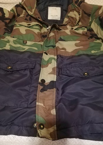 Düğmeli Kamuflaj Erkek Midi Mont - Görsel 6