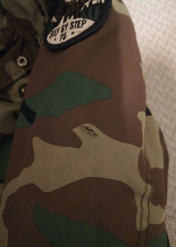 Düğmeli Kamuflaj Erkek Midi Mont - Görsel 5