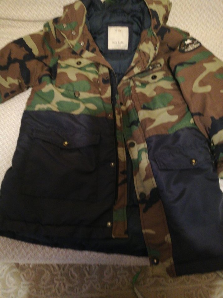 Düğmeli Kamuflaj Erkek Midi Mont - Görsel 3