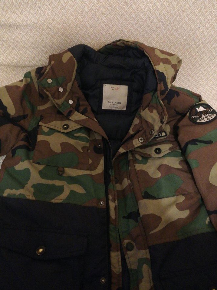 Düğmeli Kamuflaj Erkek Midi Mont - Görsel 2