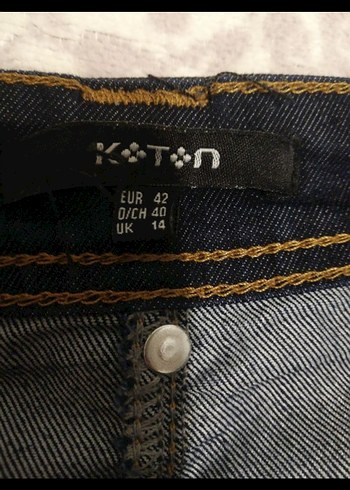 Düğmeli Lacivert Denim Midi Etek - Görsel 3