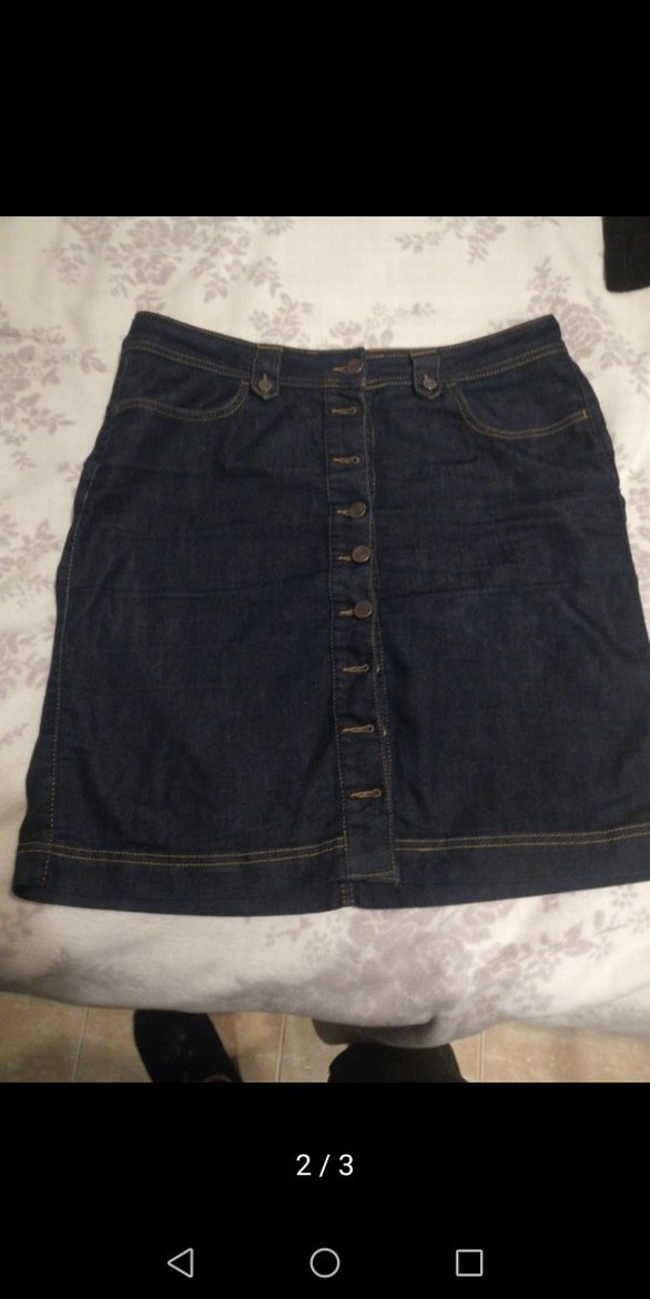 Düğmeli Lacivert Denim Midi Etek - Görsel 2