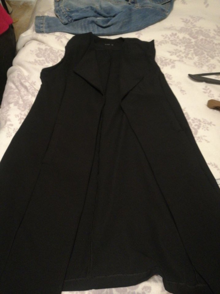 Siyah Uzun Kadın Yelek - Görsel 4