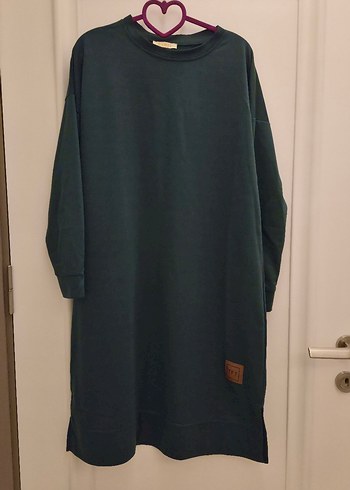 Defacto Koyu Yesil Rahat Sweatshirt Elbise