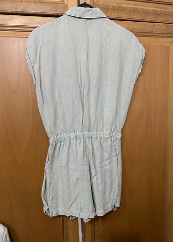 Bej Keten Midi Tulum, Kısa Kollu, Salaş Kesim - Görsel 3