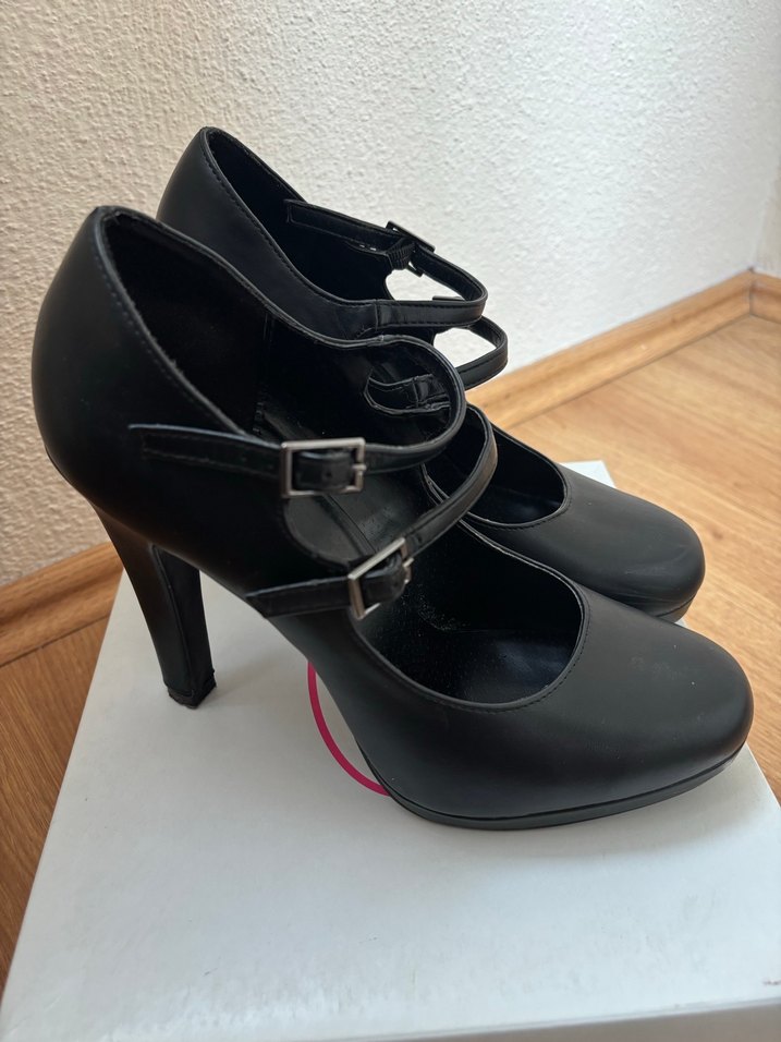 Graceland Siyah Deri Tokalı Topuklu Kadın Ayakkabı - Görsel 4