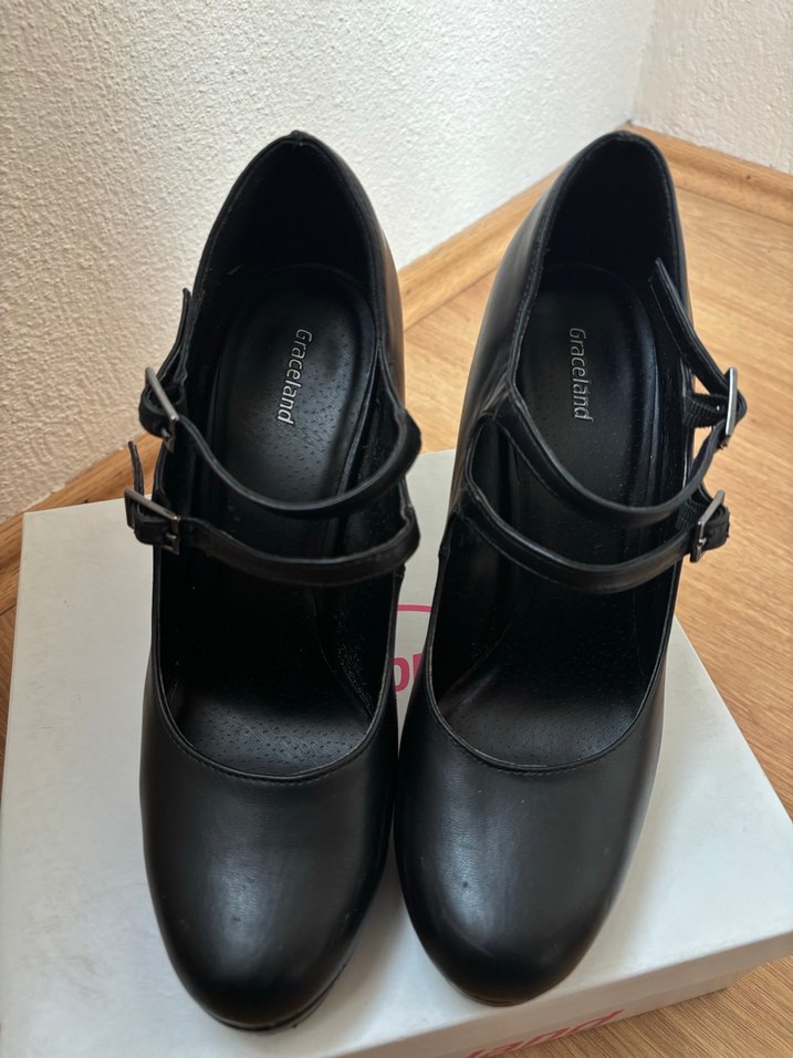 Graceland Siyah Deri Tokalı Topuklu Kadın Ayakkabı - Görsel 3