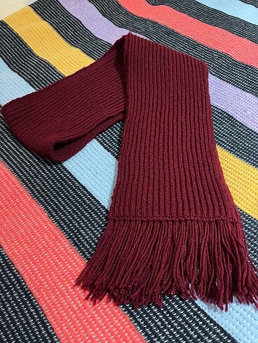 Kadın el örgüsü bordo atkı