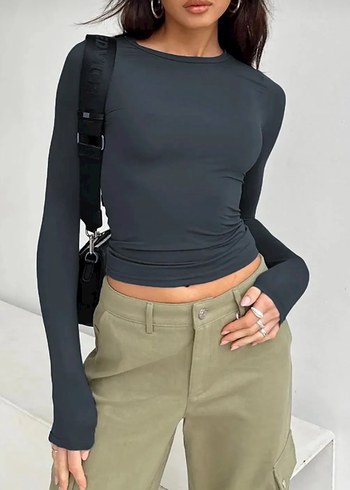 Bisikler Yaka Basic Uzun Kollu Body - Görsel 8