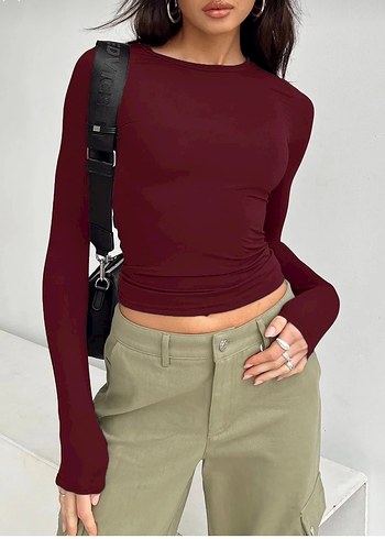 Bisikler Yaka Basic Uzun Kollu Body - Görsel 6