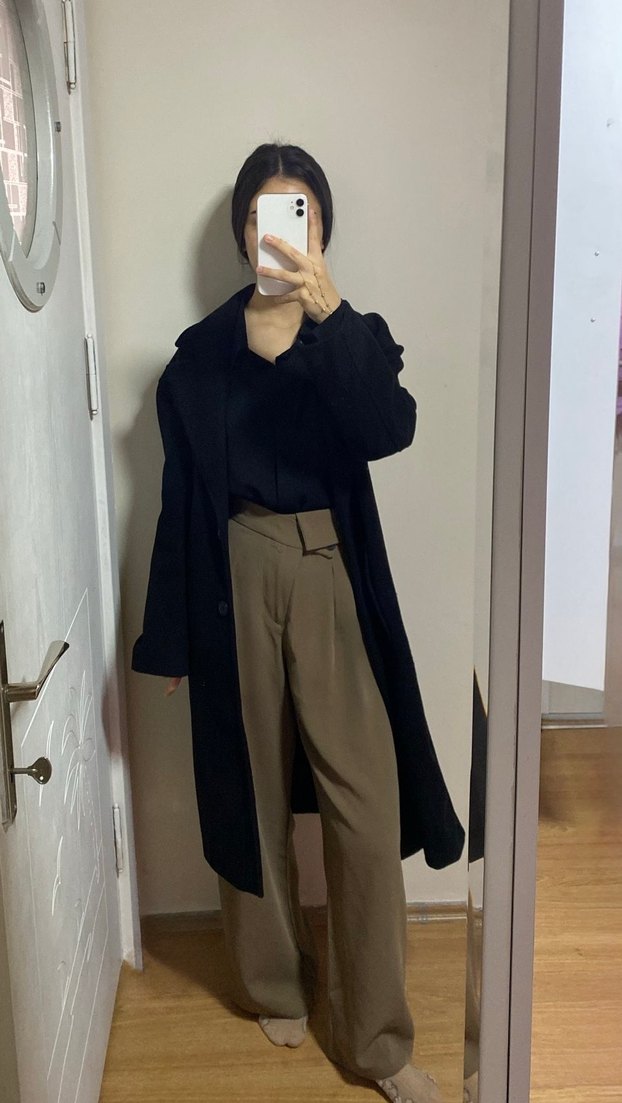 Kadın Bej Midi Kumaş Pantolon Mai Collection - Görsel 2