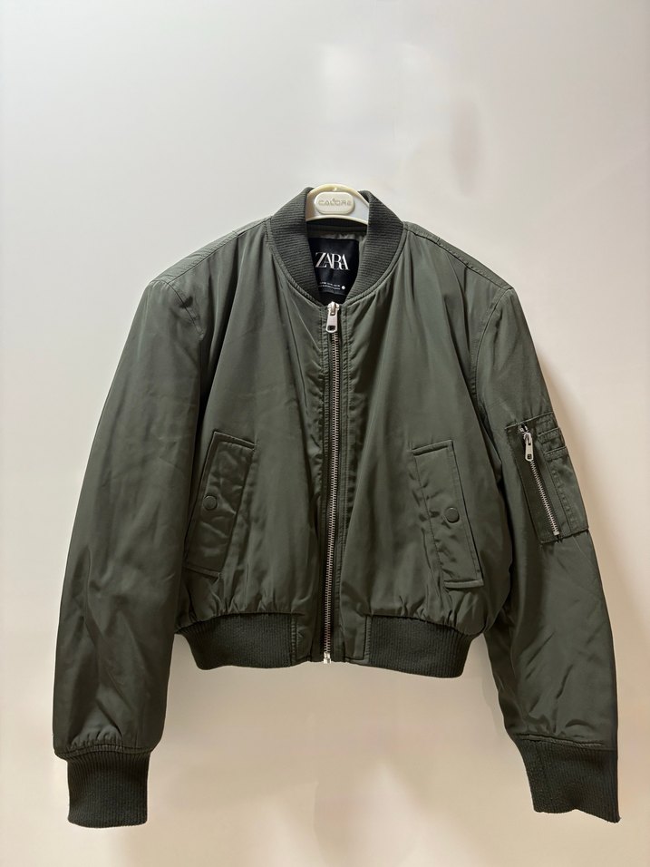 Kadın Gri Fermuarlı Bomber Ceket - Görsel 2