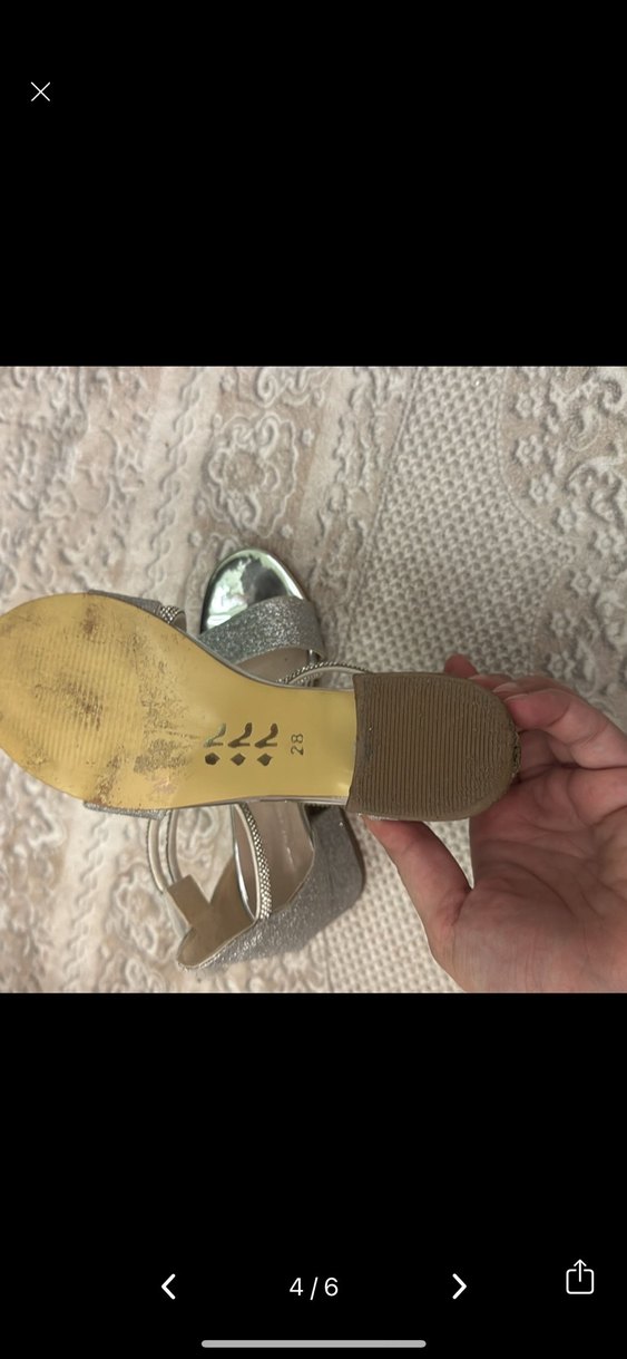 kiz cocuk gumus  topuklu ayakkabi - Görsel 3