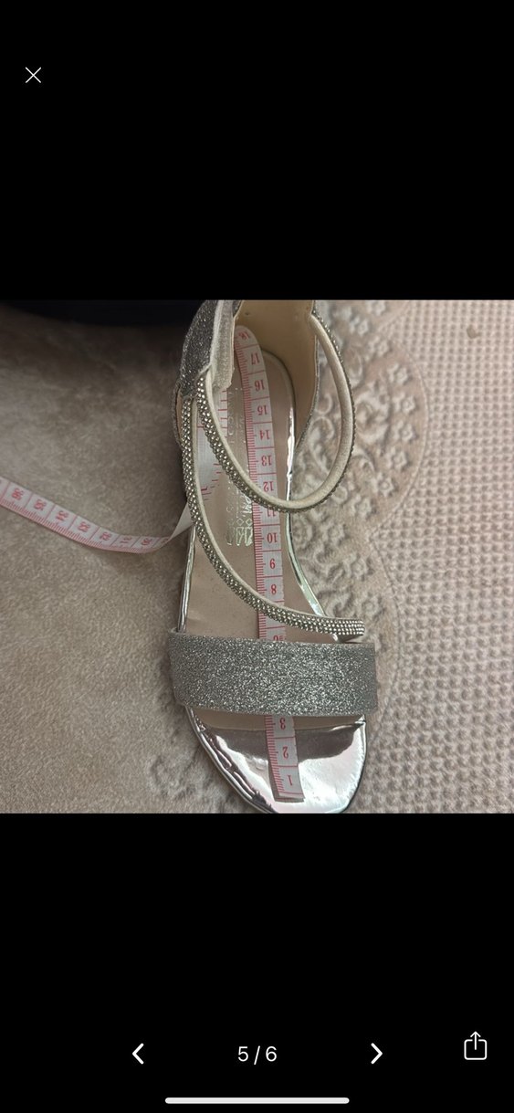 kiz cocuk gumus  topuklu ayakkabi - Görsel 2