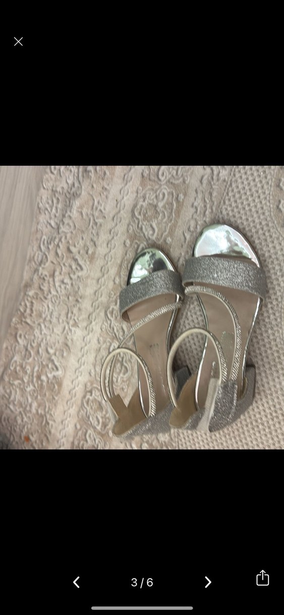 kiz cocuk gumus  topuklu ayakkabi - Görsel 4