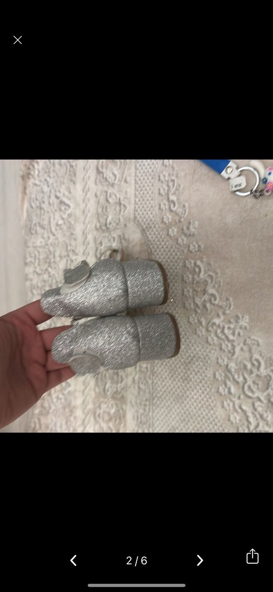 kiz cocuk gumus  topuklu ayakkabi - Görsel 5