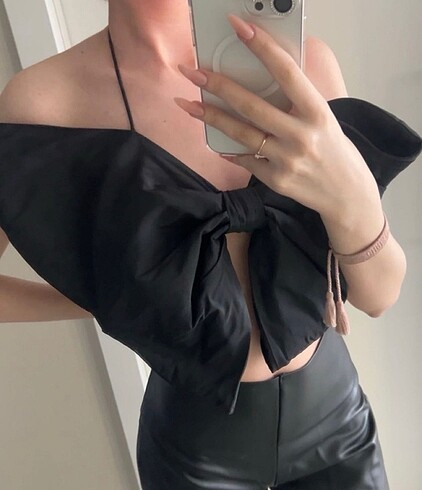 Zara fiyonk kurdele crop büstiyer