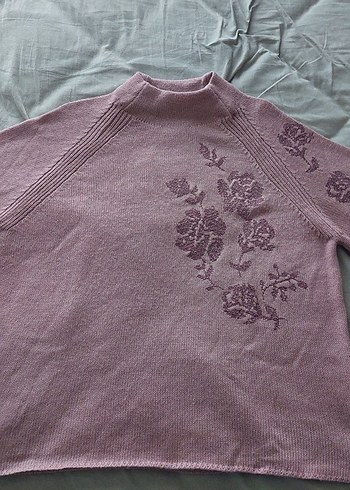 Stradivarius Nakışlı Gül kurusu pembe Kadın Triko Kazak - Görsel 6