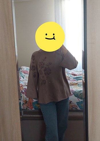 Stradivarius Nakışlı Gül kurusu pembe Kadın Triko Kazak - Görsel 2