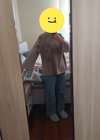 Stradivarius Nakışlı Gül kurusu pembe Kadın Triko Kazak - Görsel 3