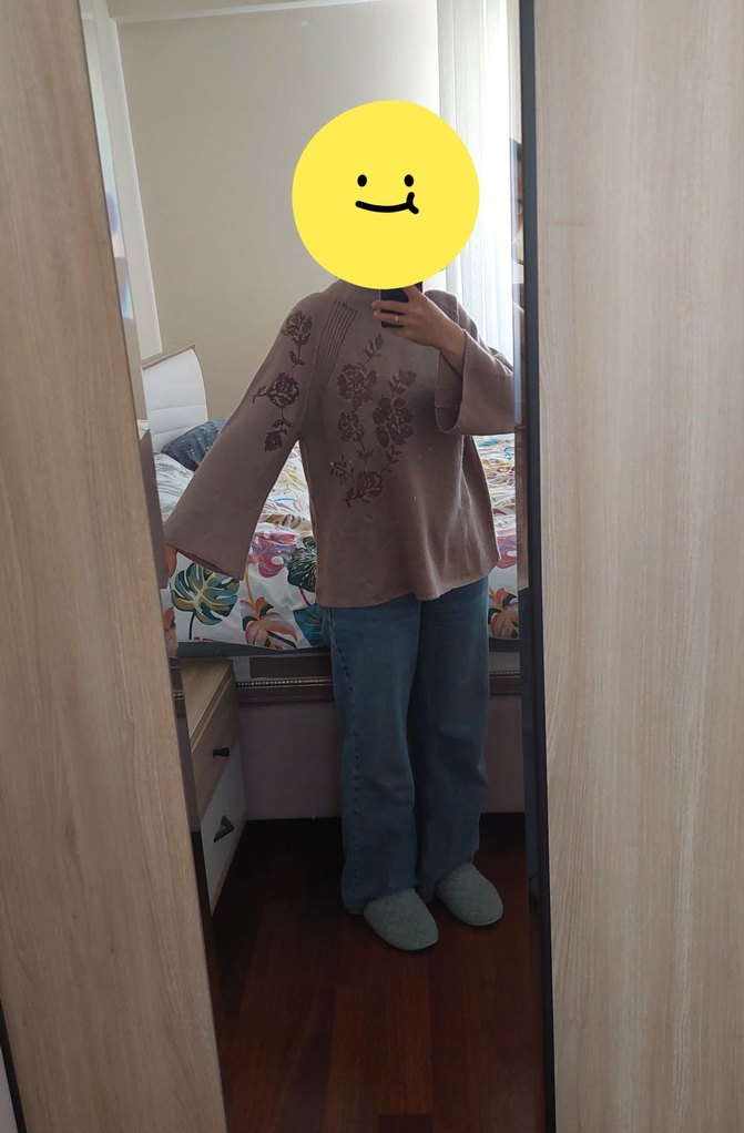 Stradivarius Nakışlı Gül kurusu pembe Kadın Triko Kazak - Görsel 3