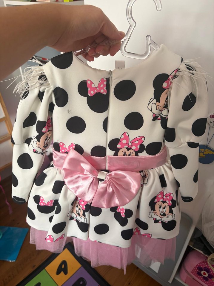 Kız Çocuk Puanlı Minnie Mouse Elbise - Görsel 2