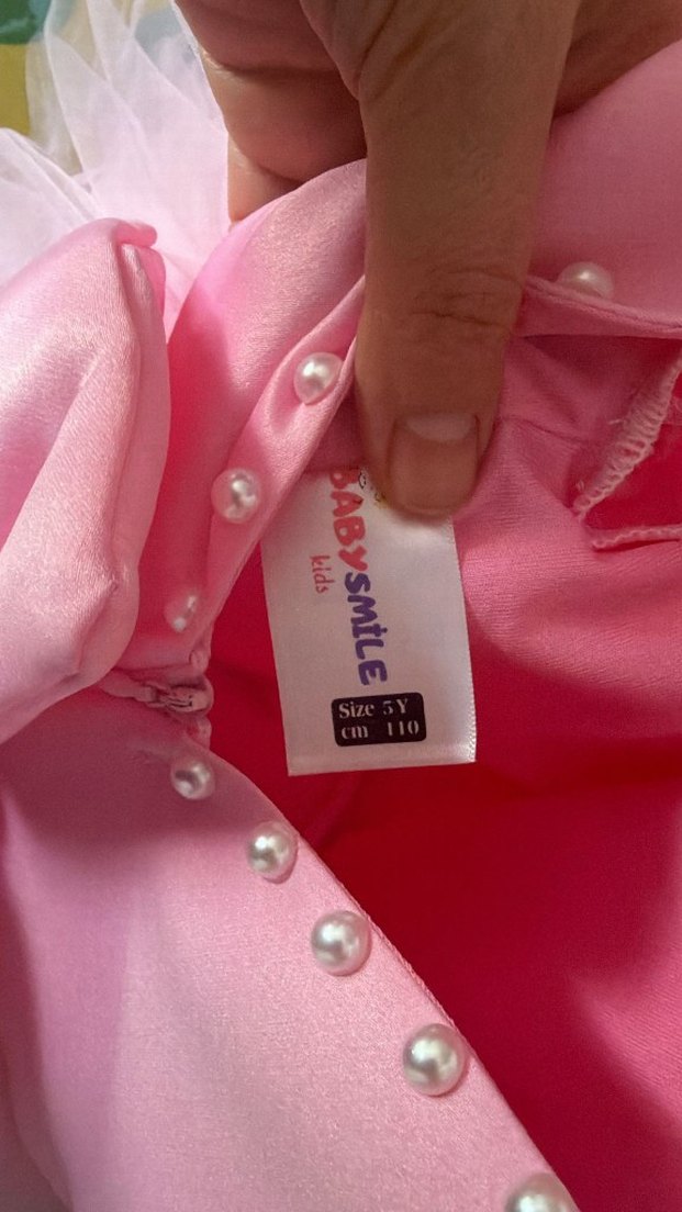 Kız Çocuk Pembe V Yakalı Fiyonklu Elbise - Görsel 3