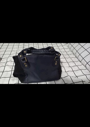 Koyu Mavi Deri Kadın Omuz Çantası - Görsel 2