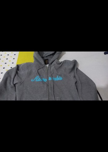 Kadın Gri Fermuarlı Kapüşonlu Sweatshirt - Görsel 2