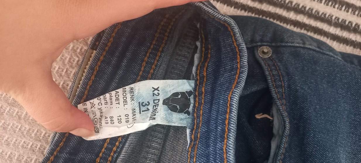 Düğmeli Mavi Midi Denim erkek Jean - Görsel 3