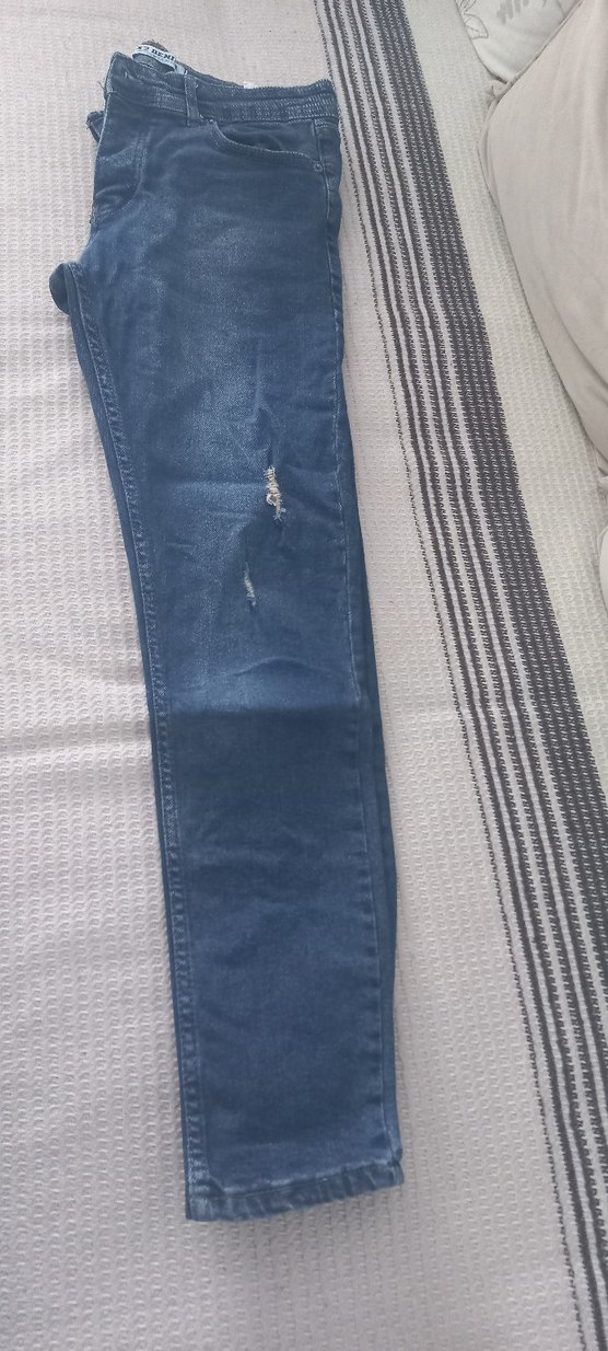 Düğmeli Mavi Midi Denim erkek Jean - Görsel 2