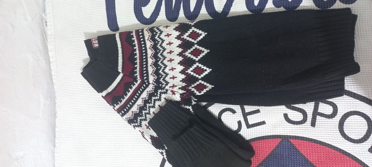 Bordo Desenli erkek Örgü Kazak - Görsel 2