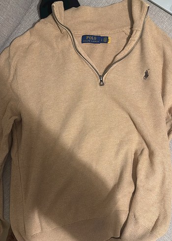 Polo Ralph Lauren Bej Yarim Fermuarli Triko Kazak