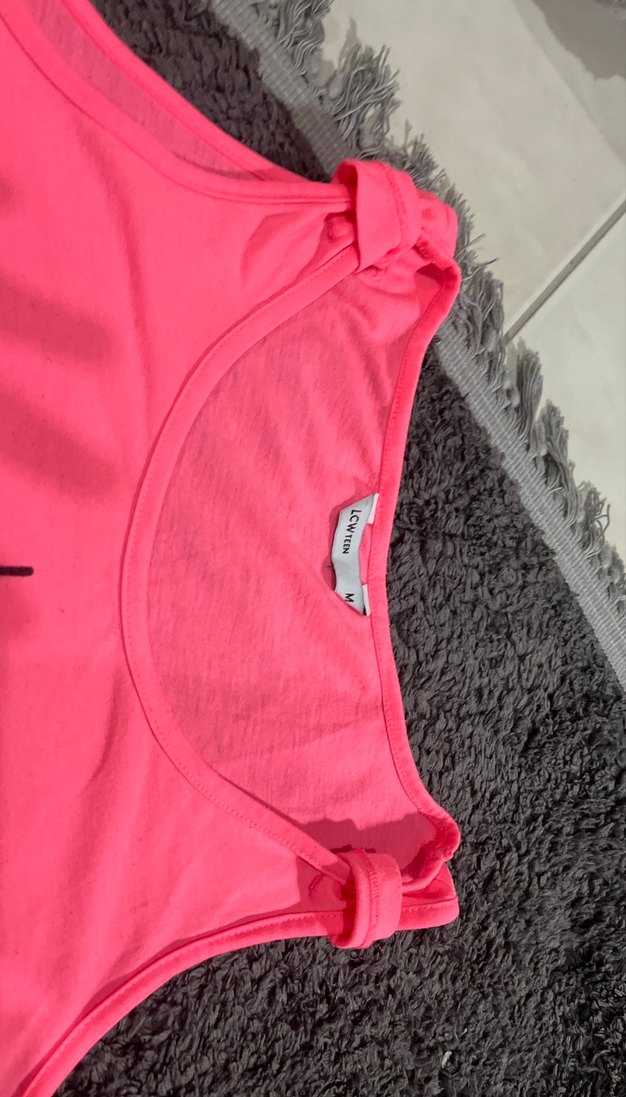 Pembe Fırfırlı Askısız Tişört M Beden - Görsel 4